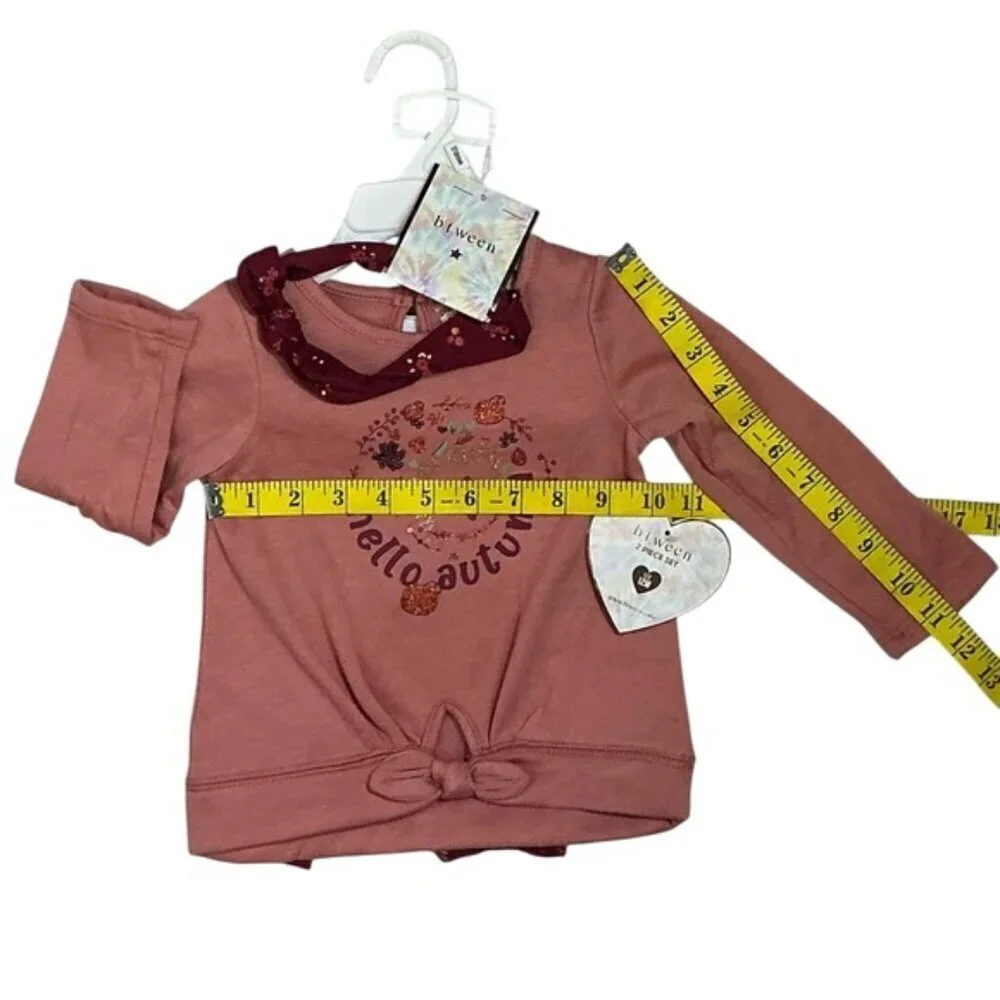 Btween Hello Autumn 3 Pc Matching Baby Girl Top Legging Headband NEW 12 Month